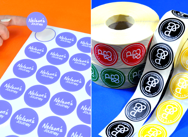 Stickers supplied as singles, on rolls and sheets