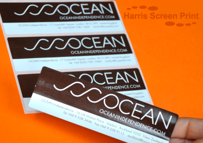 Waterproof sticky labels printed on rolls for Ocean Independence Super Yacht Company