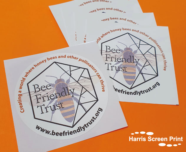 Cling car window stickers printed for Bee Friendly Trust