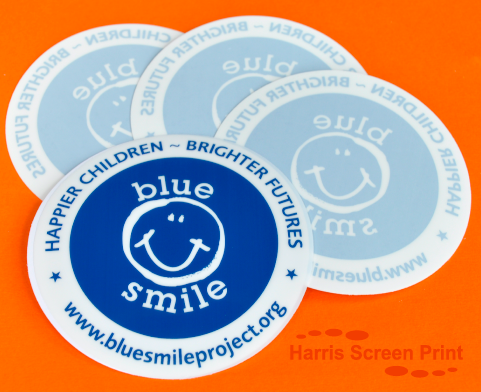 Blue Smile Project Charity Round Car Window Stickers printed