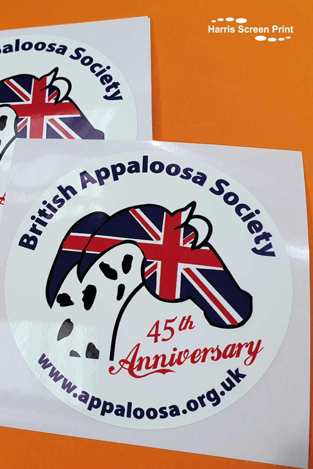 Cling car window stickers printed for British Appaloosa Society