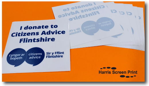 Car Window Stickers printed for Citizens Advice Flintshire