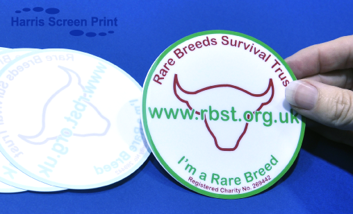 Car window stickers printed to promote Rare Breeds Charity