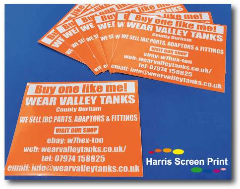 High Tack waterproof stickers printed for UK Stillage Tank Supplier