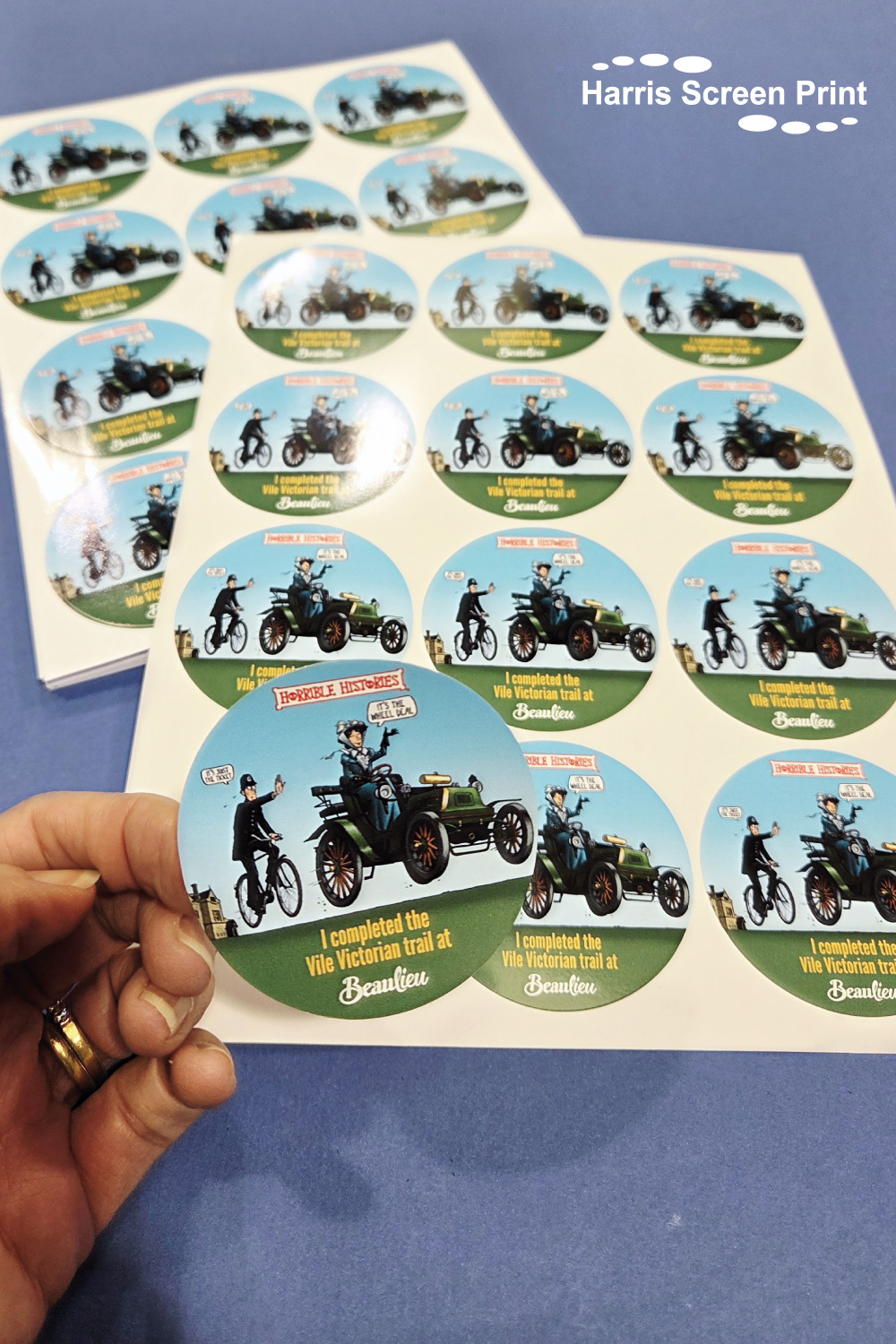 Horrible Histories Stickers printed for Beaulieu Motor Museum