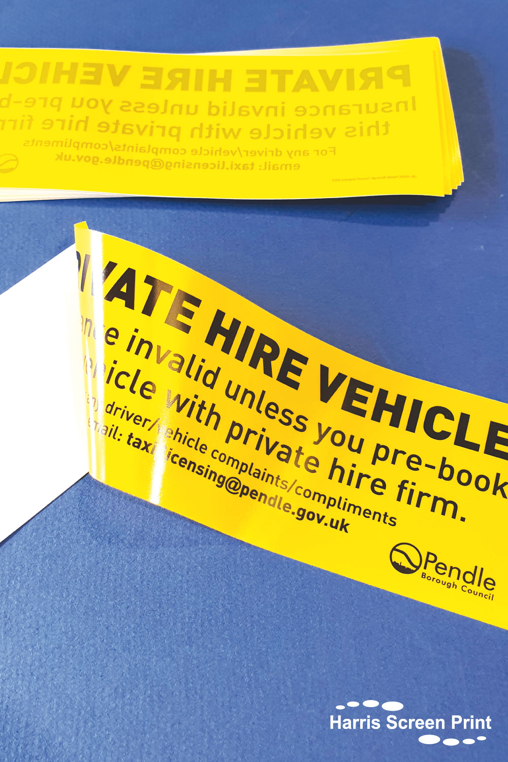 Private Hire Vehicle window stickers printed
