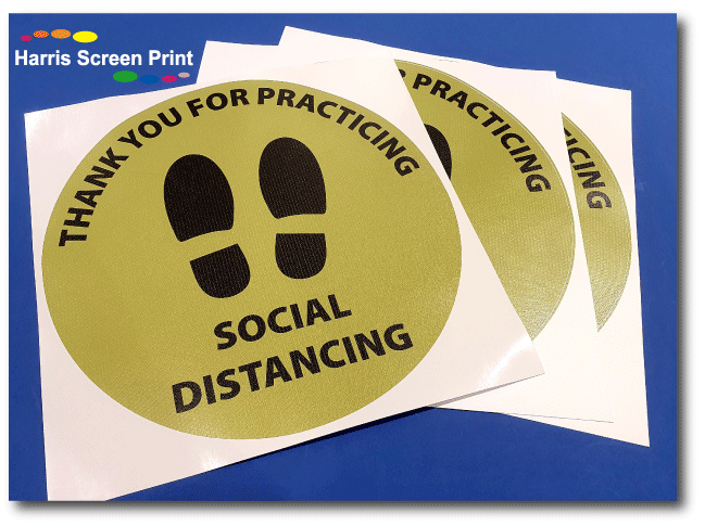 Social Distancing Floor Stickers Printed in Sage Green