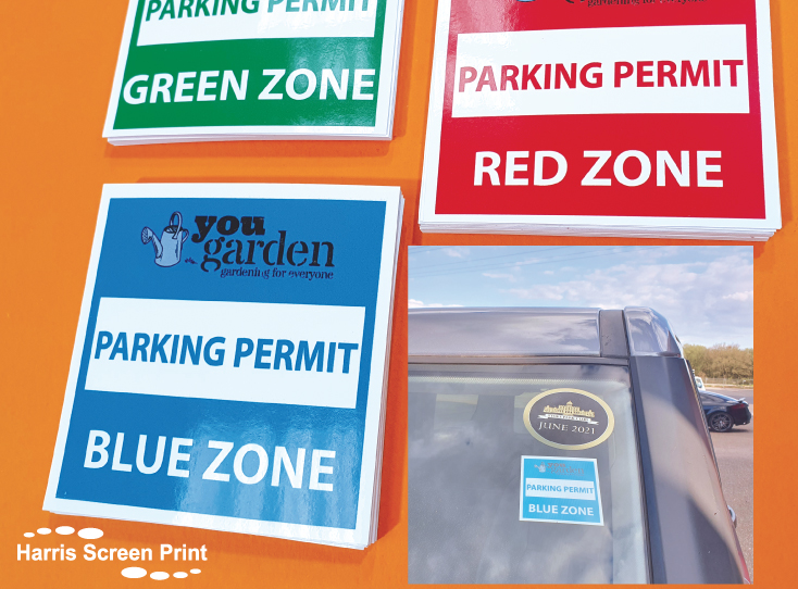 Self cling windscreen permits printed