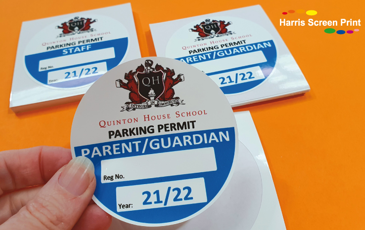 School staff parking permits custom printed