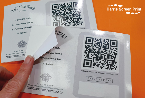 Durable waterproof vinyl stickers printed with QR code